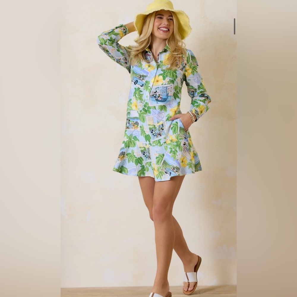 Tommy Bahama Disney Coastalina Postcard to Paradise Linen Dress Size Small NWT